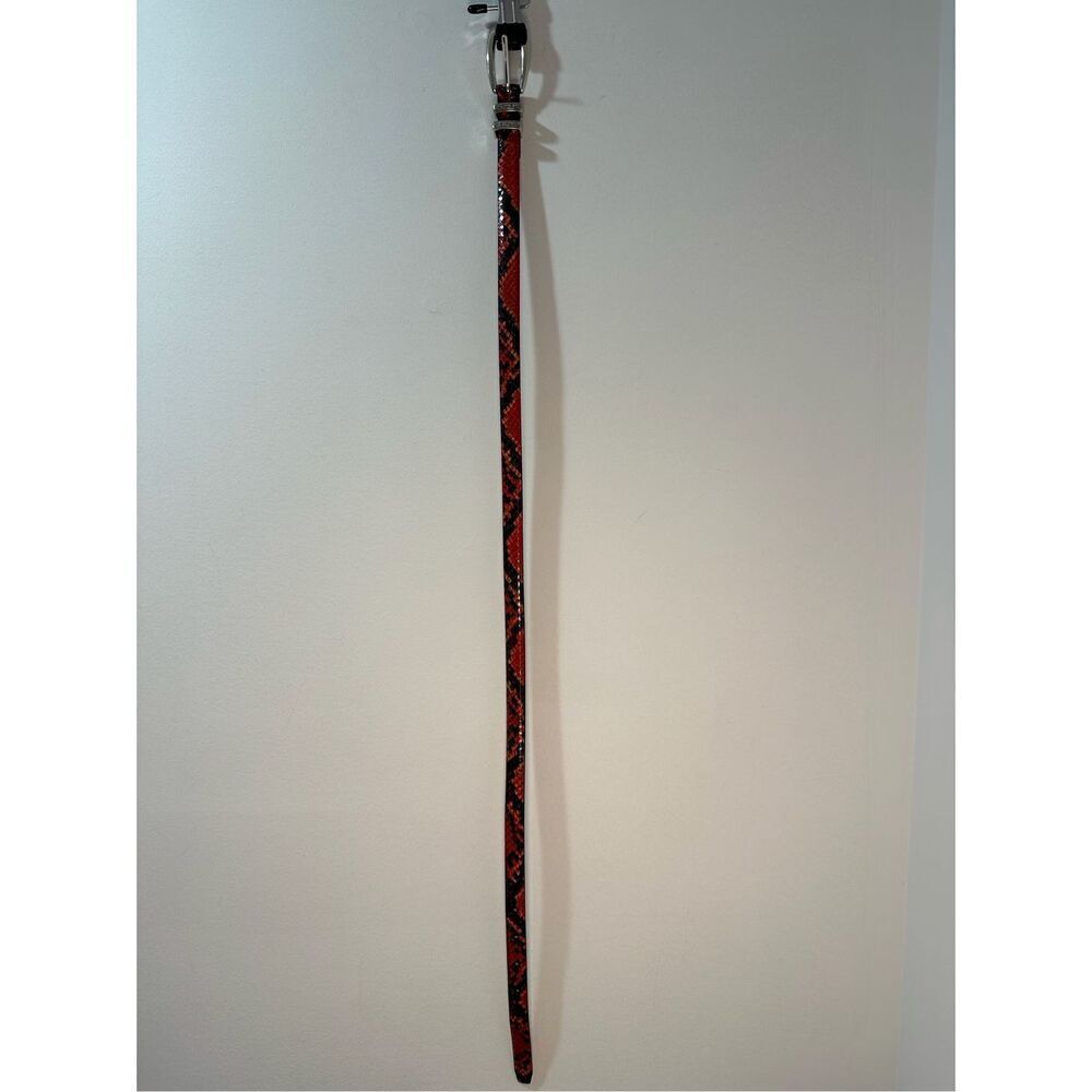 Brighton VTG red snakeskin skinny belt silver accents size Small 28”. M-1744